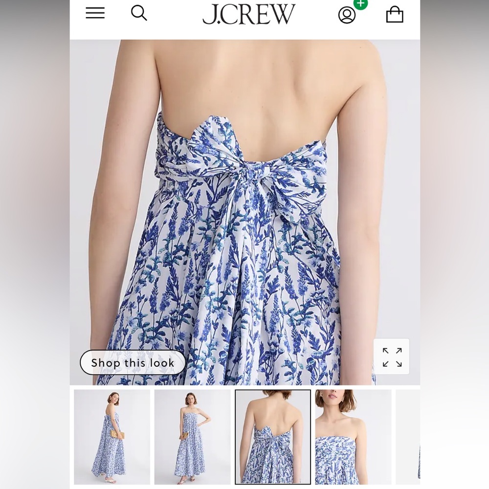 Blue and white floral tie back maxi dress